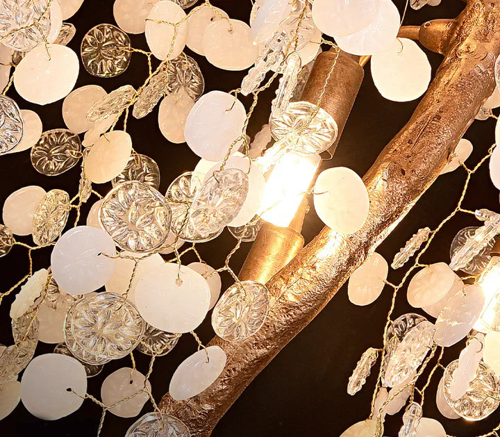 Riviko Botanical Bloom Brass Semi-Flush Mount Chandelier - Background Shot