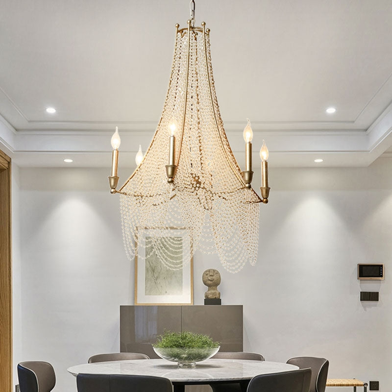 Riviko Grand Bohemian Crystal Beaded Candle Chandelier - grand American estate foyer