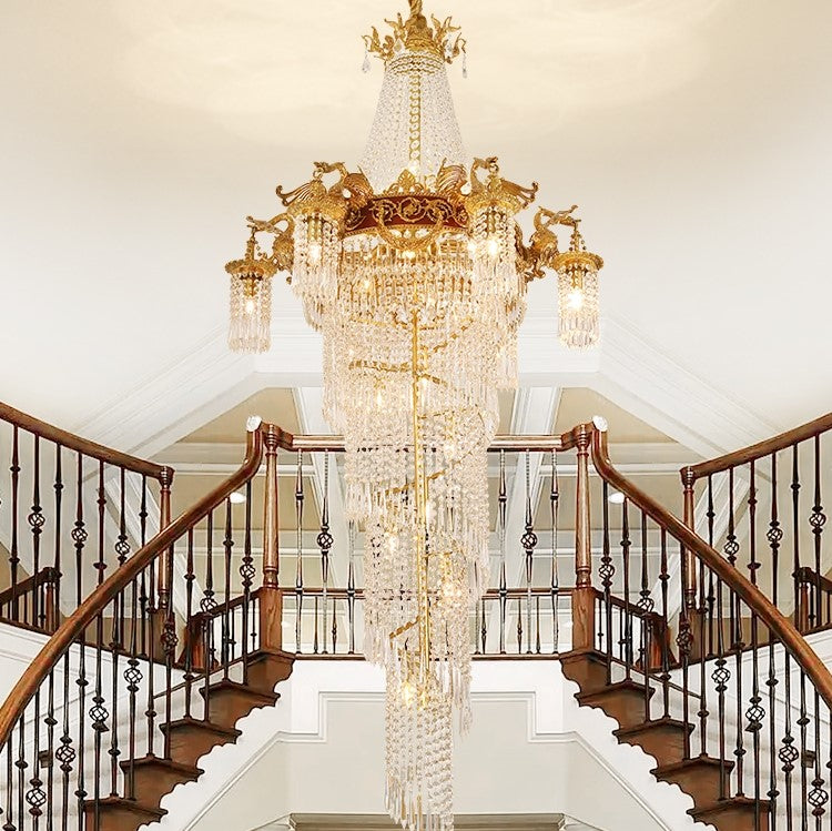 Riviko Grand Lumina Brass Crystal Chandelier - grand American estate foyer