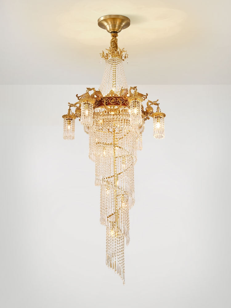 Riviko Grand Lumina Brass Crystal Chandelier - Background Shot