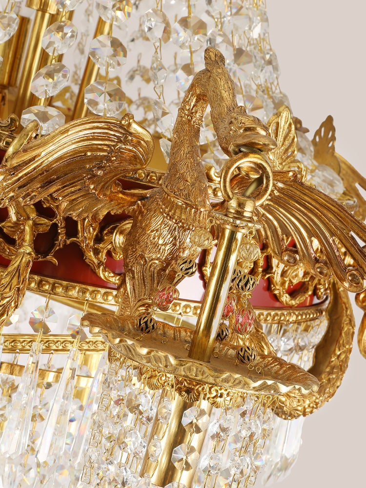 Riviko Grand Lumina Brass Crystal Chandelier - Background Shot