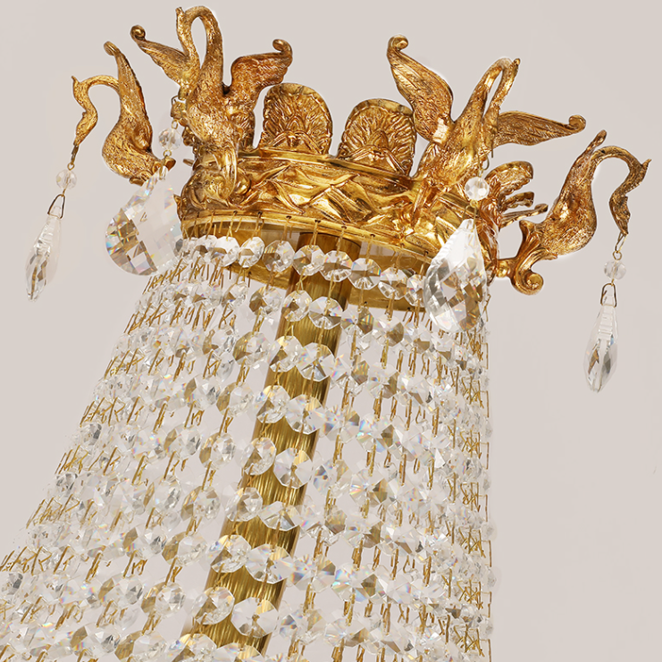 Riviko Grand Lumina Brass Crystal Chandelier - Background Shot