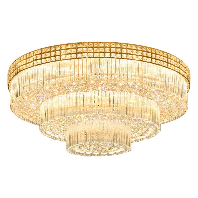 Riviko Grand Lumina Three-Tier Round Flush Mount Chandelier - Background Shot