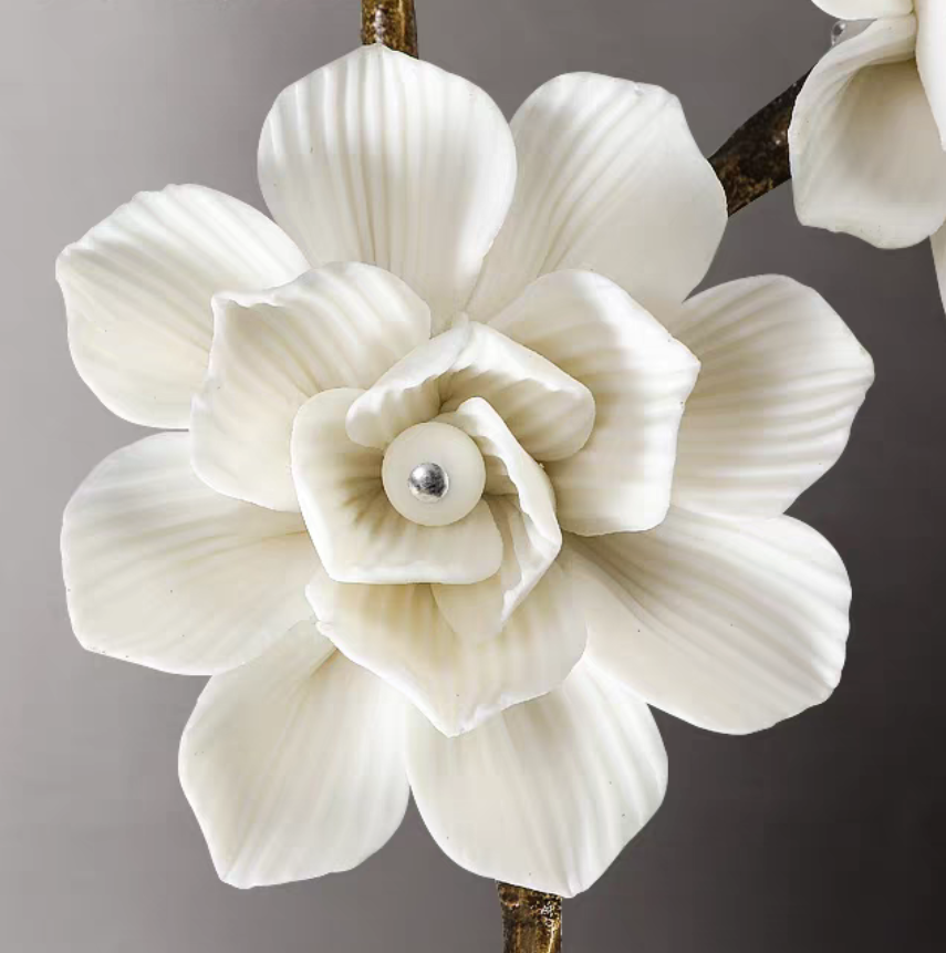 Riviko Verdant Bloom Brass & Ceramic Chandelier - Background Shot