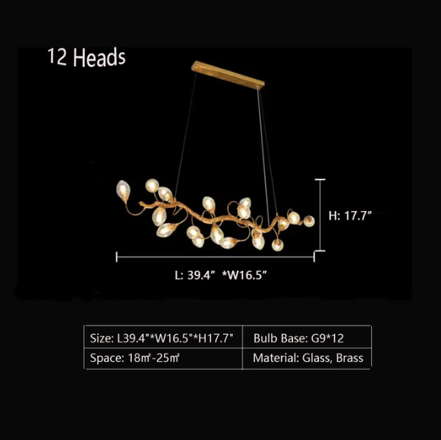Riviko Veridian Branch LED Chandelier with Clear Seedy Glass - Background Shot