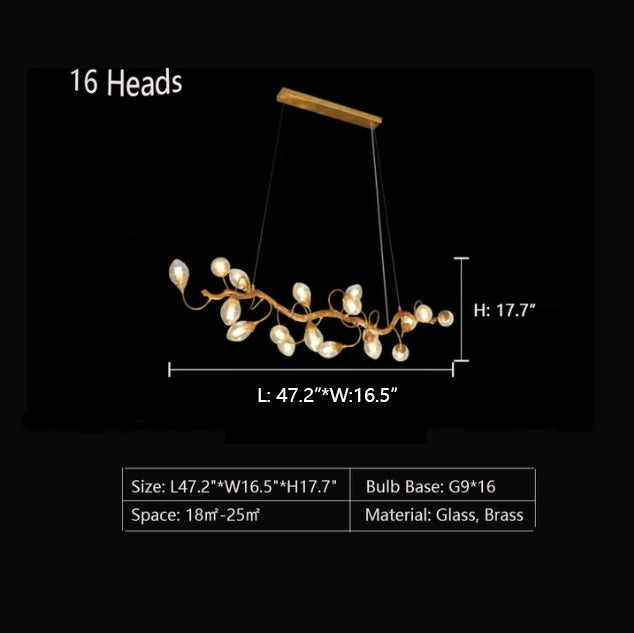 Riviko Veridian Branch LED Chandelier with Clear Seedy Glass - Background Shot