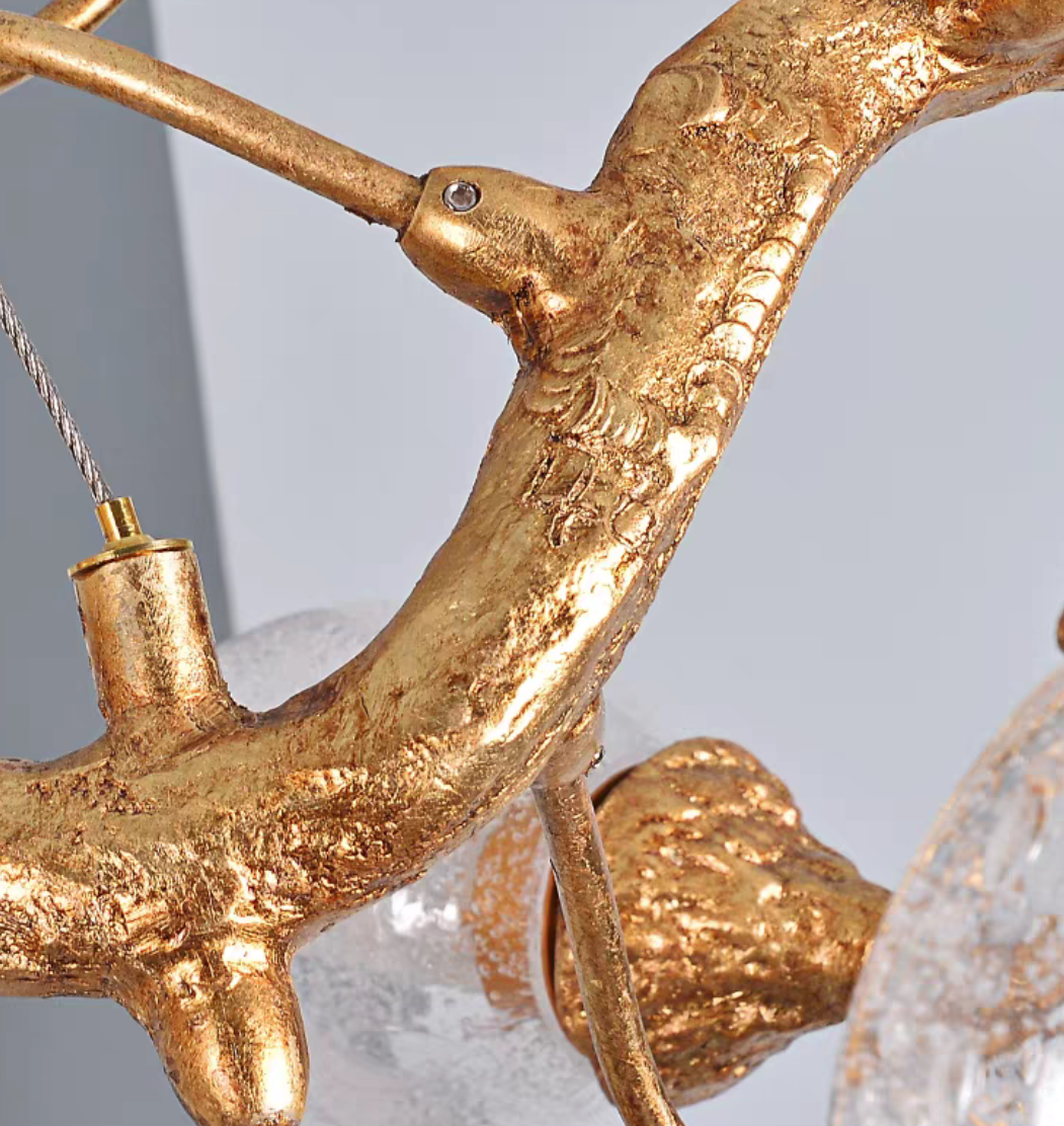 Riviko Veridian Branch LED Chandelier with Clear Seedy Glass - Background Shot