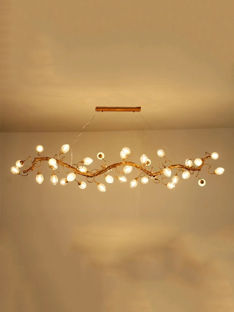Riviko Veridian Branch LED Chandelier with Clear Seedy Glass - Background Shot