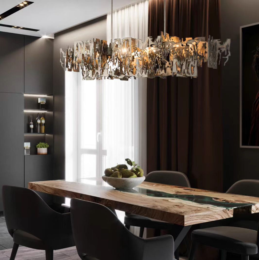 Oversize Post-modern Avant Art Irregular Metal Piece Chandelier for Living/Dining Room/Kitchen Island