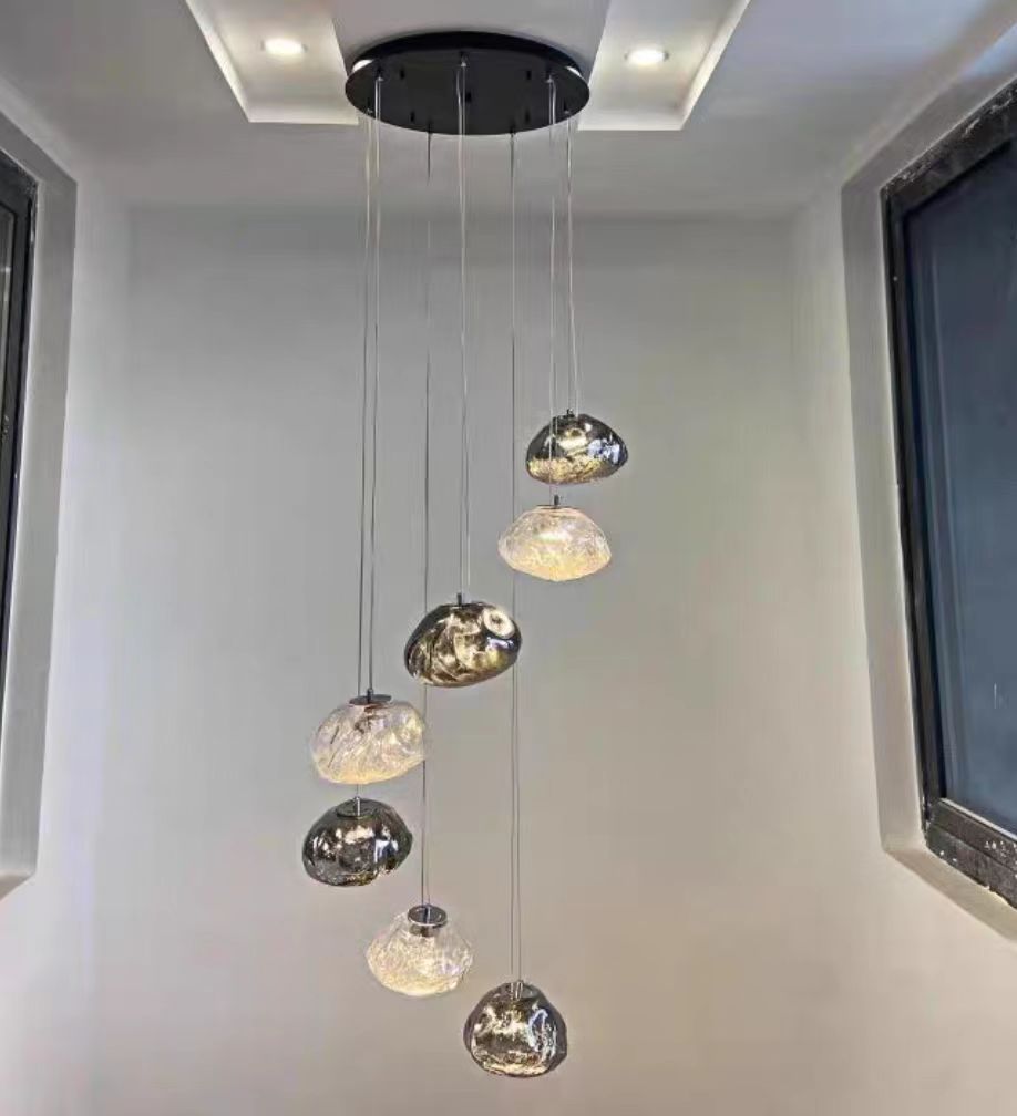 Extra Large Nordic Minimalist Glass Cloud Decorative Chandelier for Stairs/Living Room/High-ceiling Room