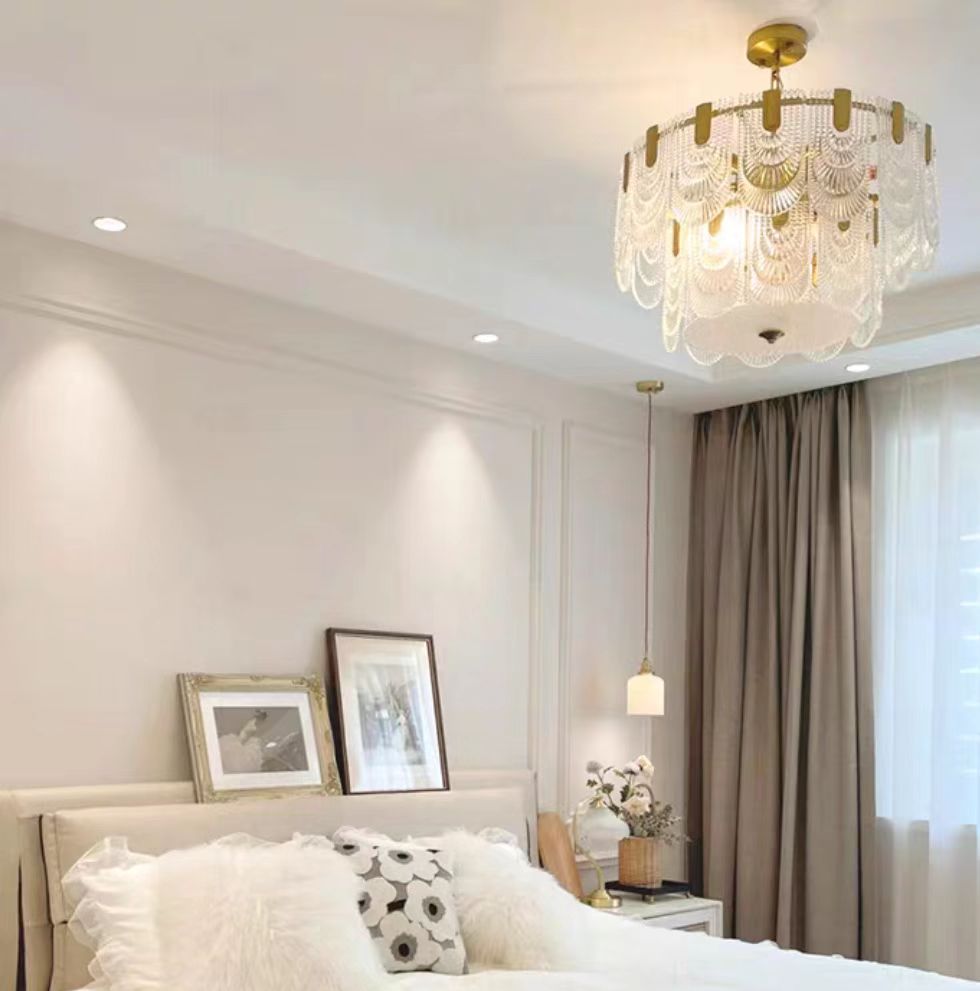 Nordic Light Luxury Patterned Glass Pendant Chandelier Suit for Living/Dining Room/Bedroom