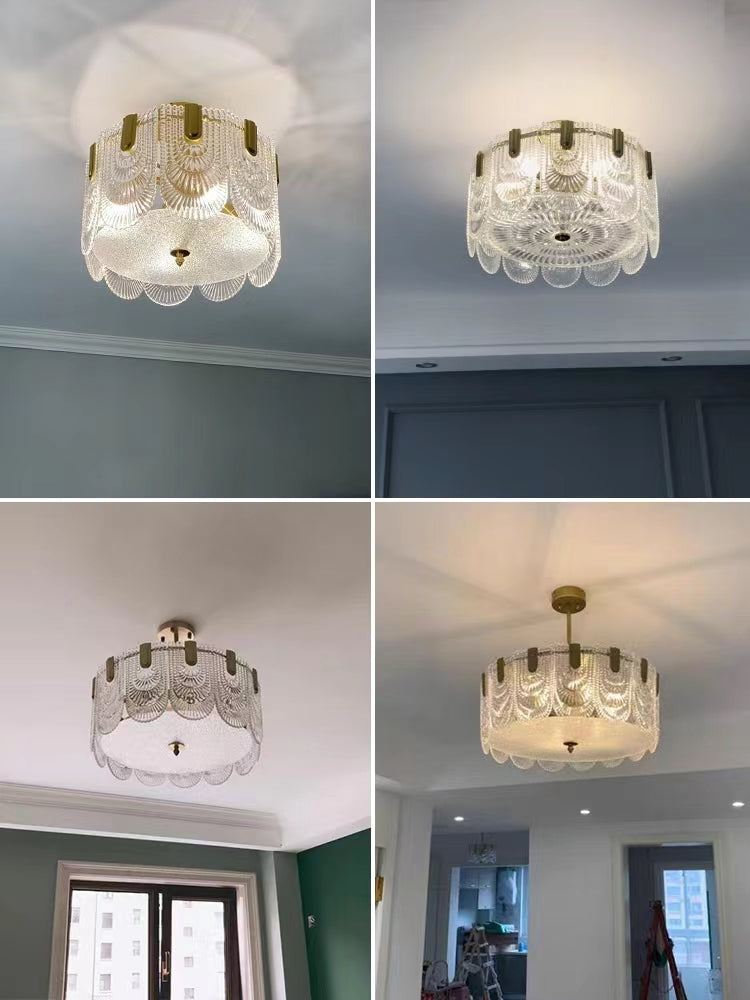Nordic Light Luxury Patterned Glass Pendant Chandelier Suit for Living/Dining Room/Bedroom