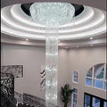 Riviko Grand Cascade Silver Flush Mount Chandelier - American master bedroom with standard ceiling