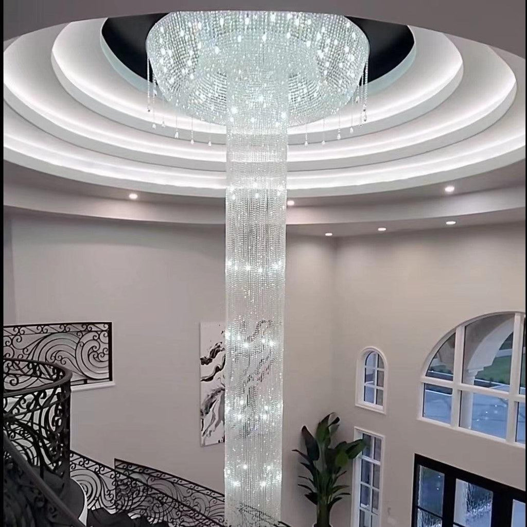 Riviko Grand Cascade Silver Flush Mount Chandelier - American guest bedroom