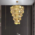 Oversized Art Tapering Tiered Luxury Gold Chandelier for Living Room/High-Ceiling Room