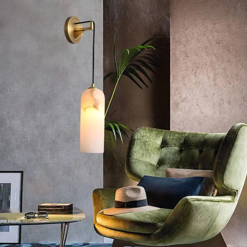 Louise Modern Alabaster Wall Sconce, Wall Lamp For Living Room,Bedroom Wall Light Fixtures Riviko