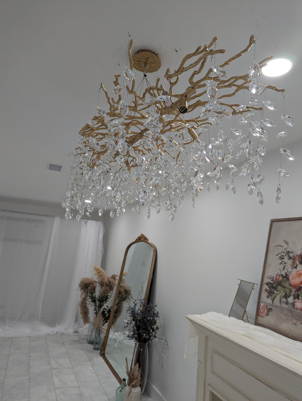 French Branch Elegant Crystal Leaves Chandelier - Riviko