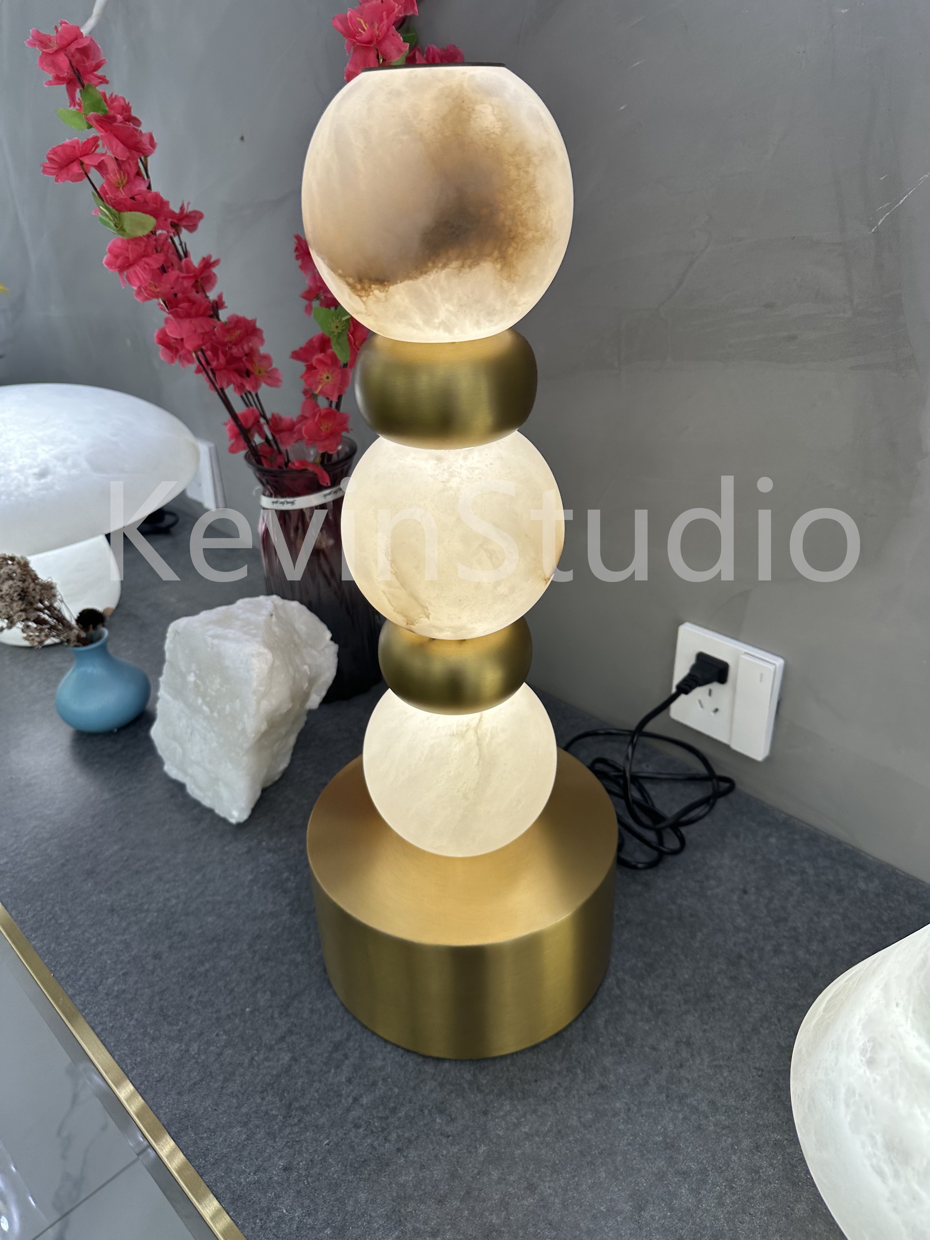 Luna Modern Alabaster Table Lamp, Living Room Bedroom Desk Lamp Table Lamp Riviko
