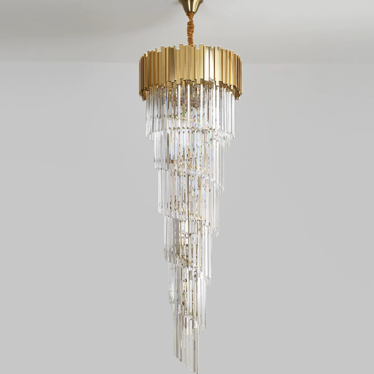 Riviko Grand Lumina Spiral Crystal Chandelier - Background Shot