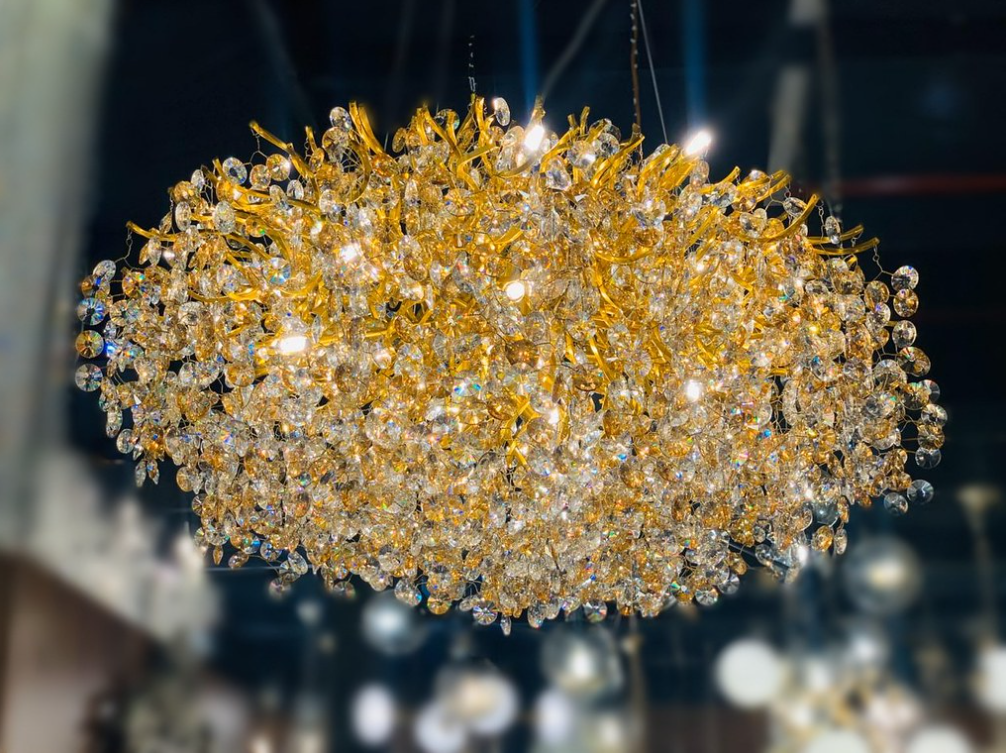 Riviko Gilded Bloom Branch Crystal Chandelier - Background Shot