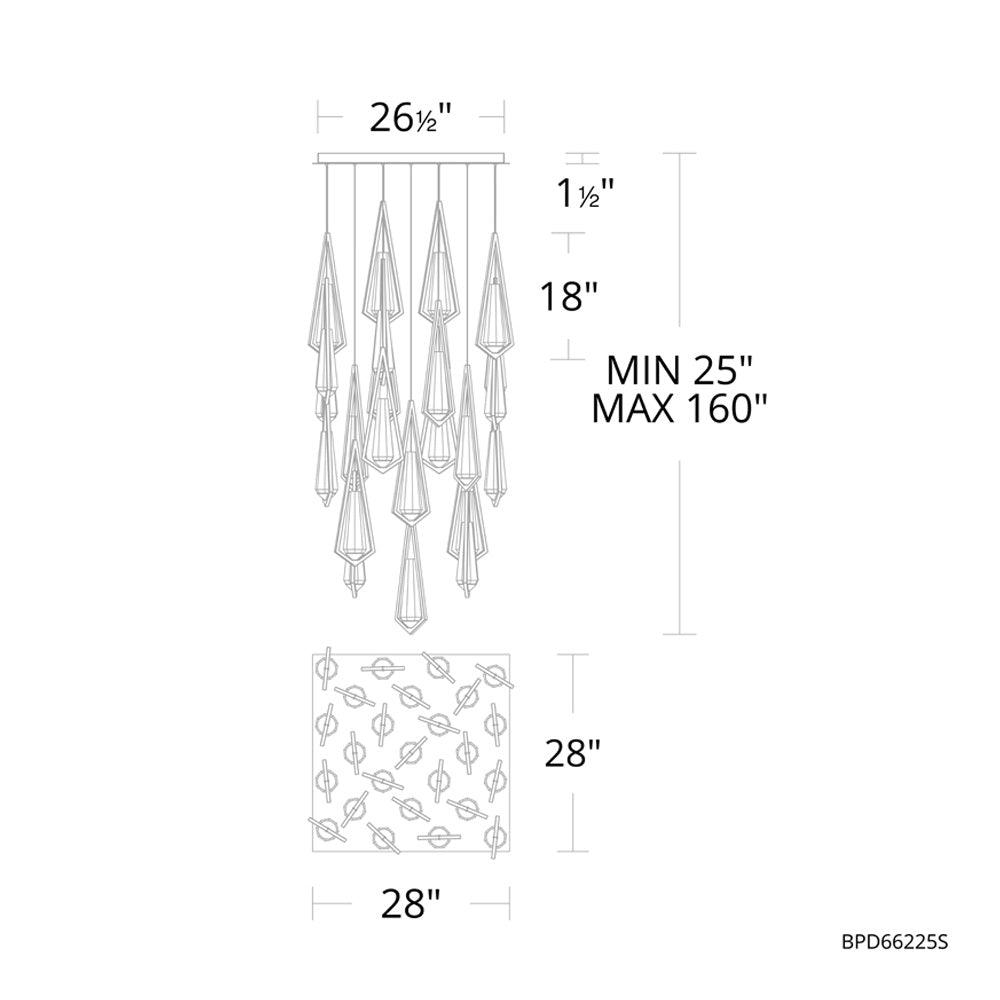 Riviko Radiant Cascade 25-Light Linear Chandelier - Background Shot