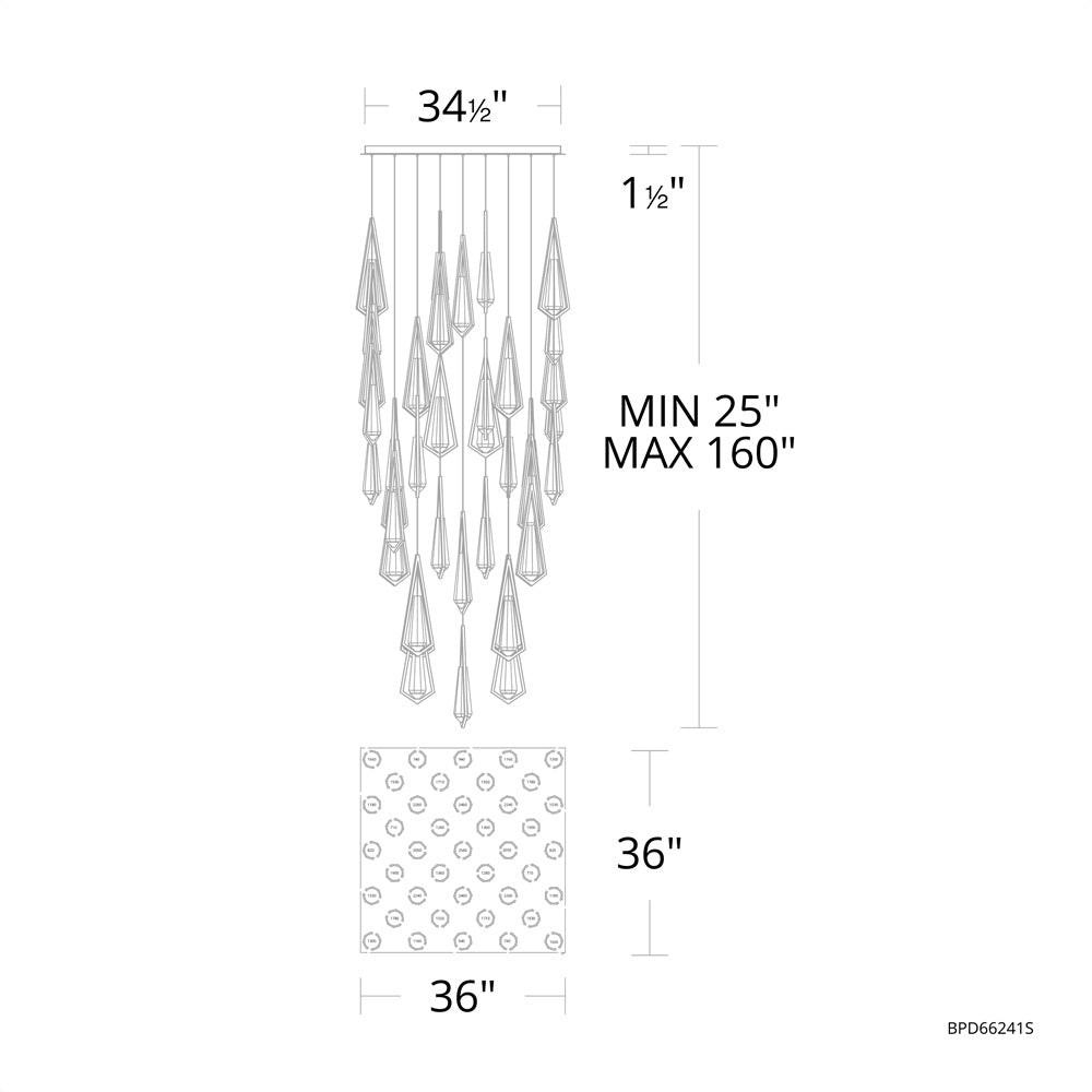 Riviko Radiance Cascade 40-Light Linear Chandelier - Background Shot