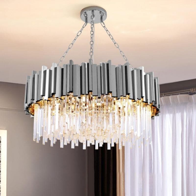 Riviko Radiant Aura Round Crystal Chandelier - Background Shot