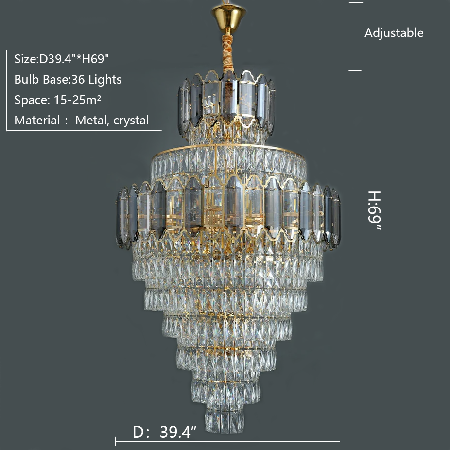 Riviko Grand Radiance Round K9 Crystal Chandelier - Background Shot