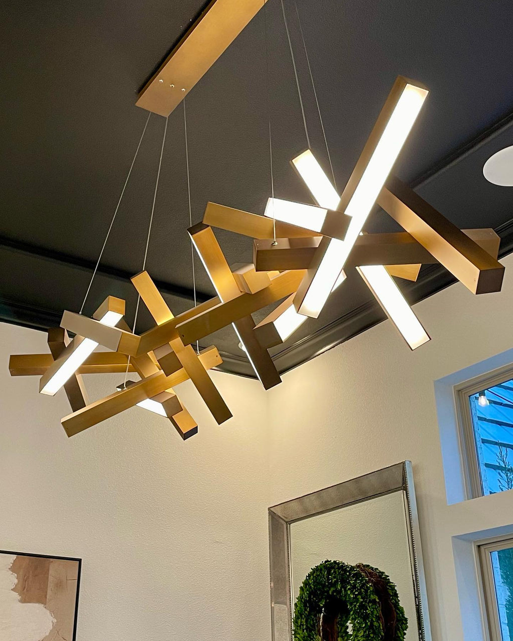 Modern Round/Linear Geometric Aluminum LED Chandelier for Dining Room/Bedroom