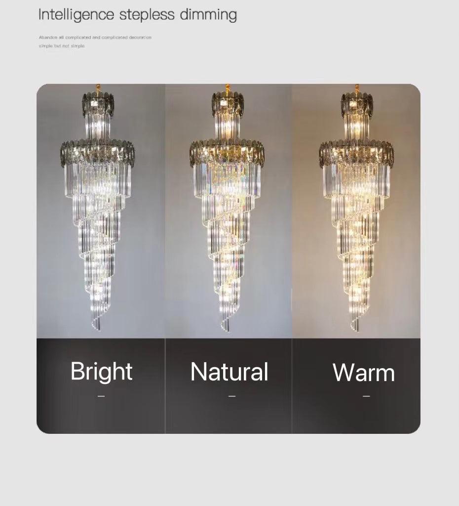 Riviko Grand Lumina Spiral K9 Crystal Chandelier - Background Shot