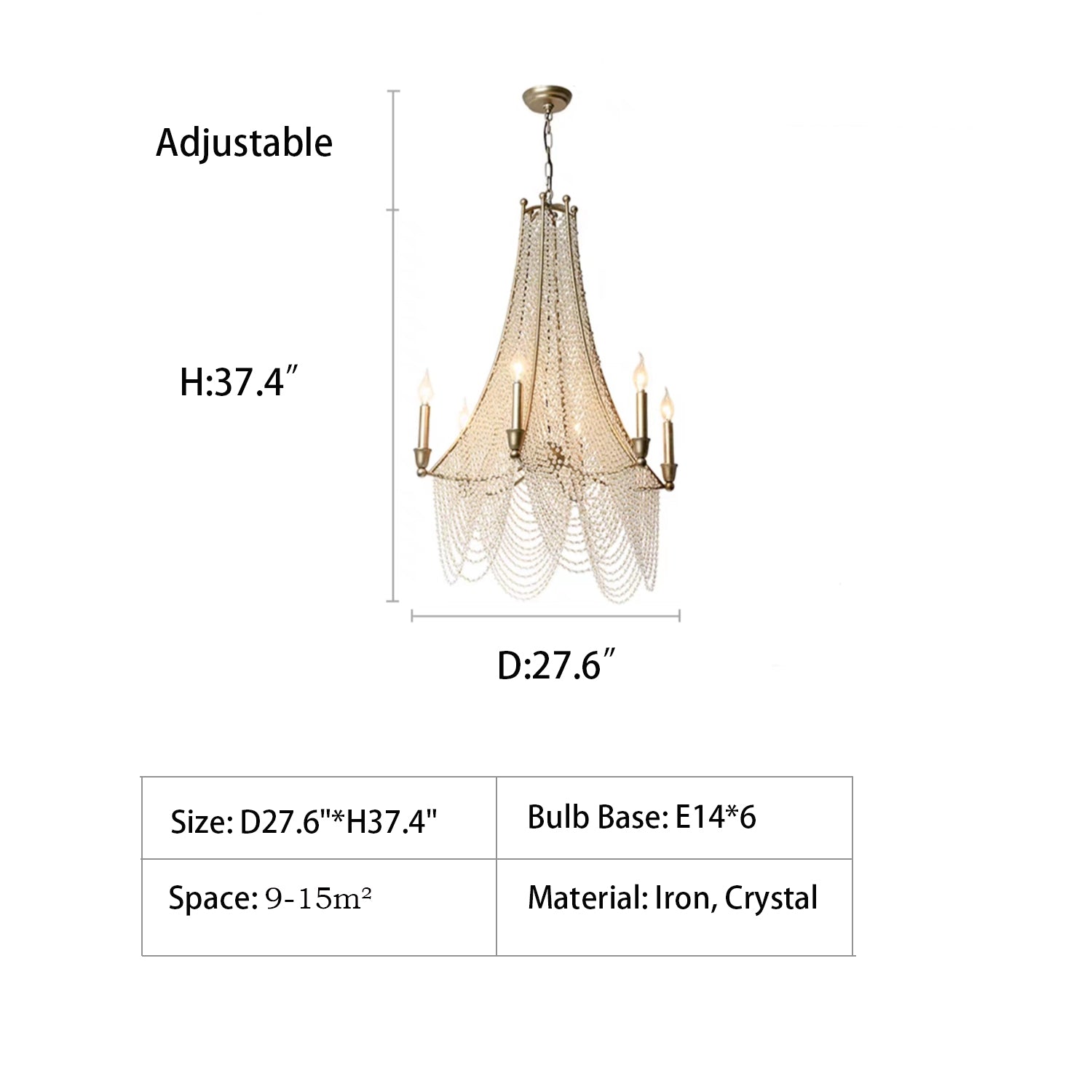 Riviko Grand Bohemian Crystal Beaded Candle Chandelier - Background Shot