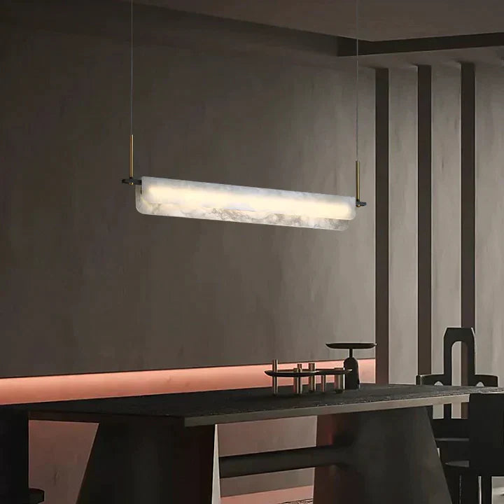 Modern Real Alabaster Chandelier, Linear Chandelier Over Dining Room Chandeliers Riviko