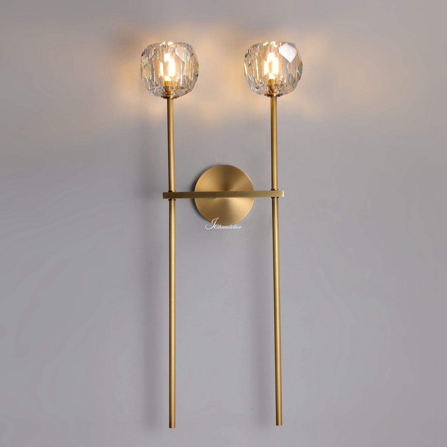 Bille De Crystal Smoke Glass Double Grand Wall Sconce
