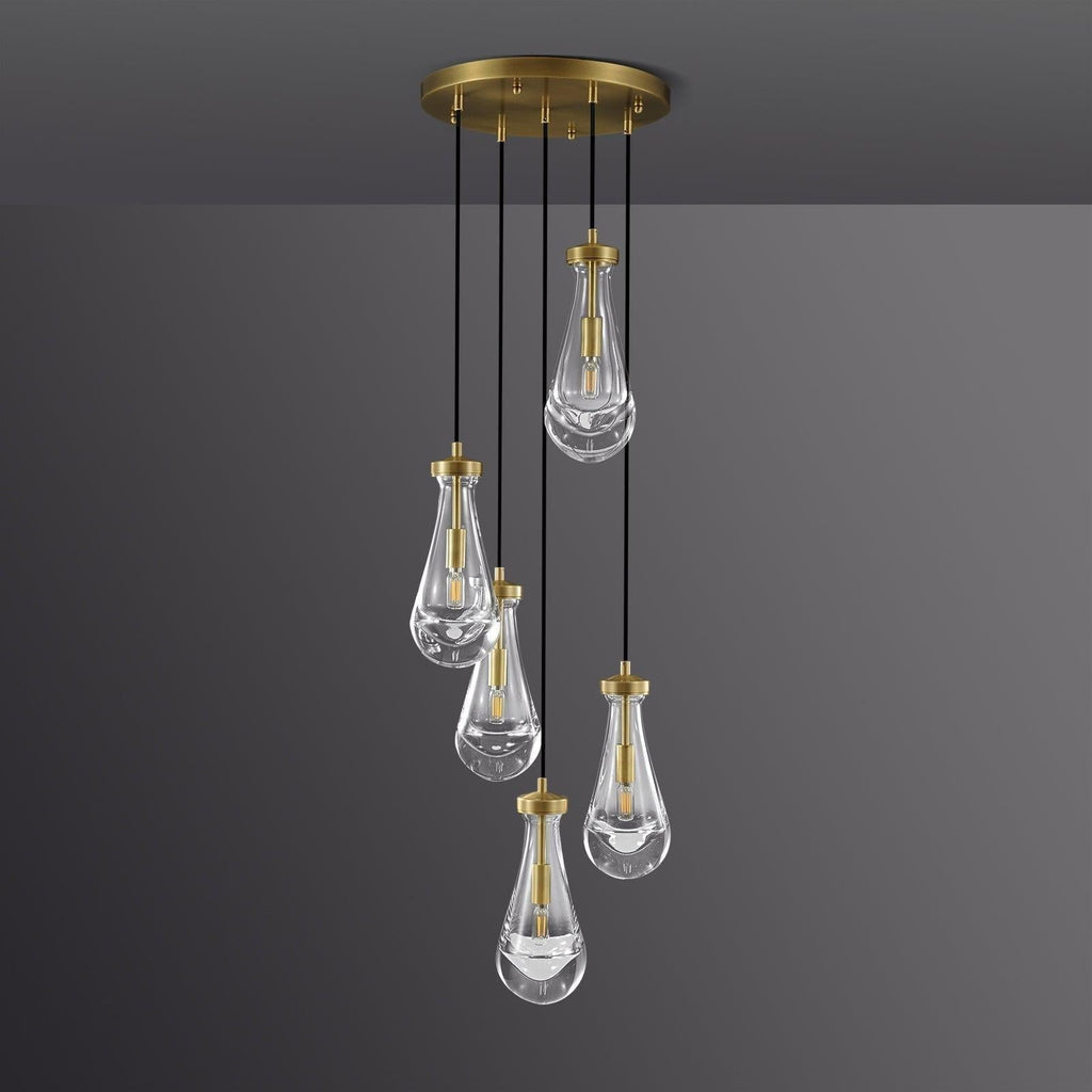 Soltaire Raindrop Round Chandelier 5 Lights 14"D