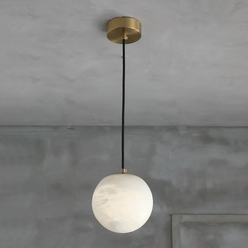 Kevin Hansa Alabaster Ball Pendant Light, Island Mini Pendant Light Riviko