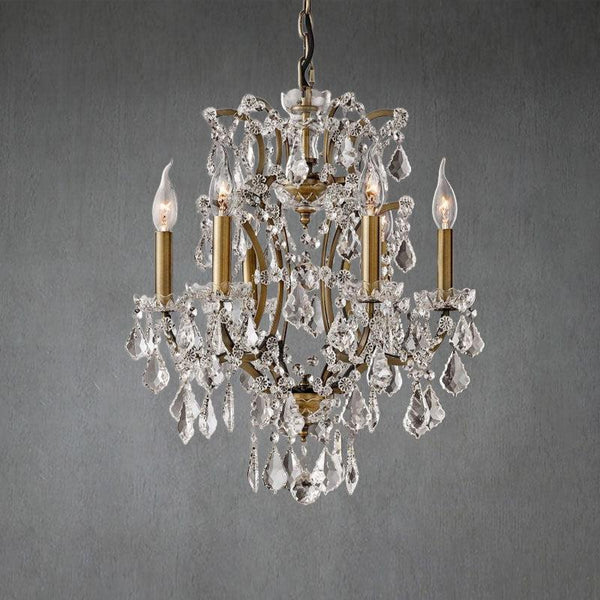 19th C. Rochelle Iron & Crystal Round Chandelier 18"
