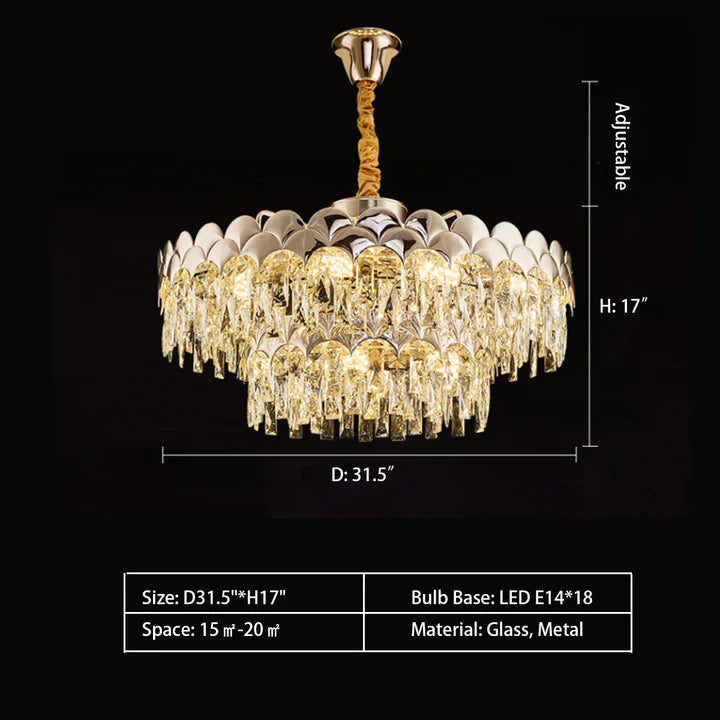 Modern Fish Scale Tiered Crystal Pendant Chandelier Suit for Living Room & Bedroom