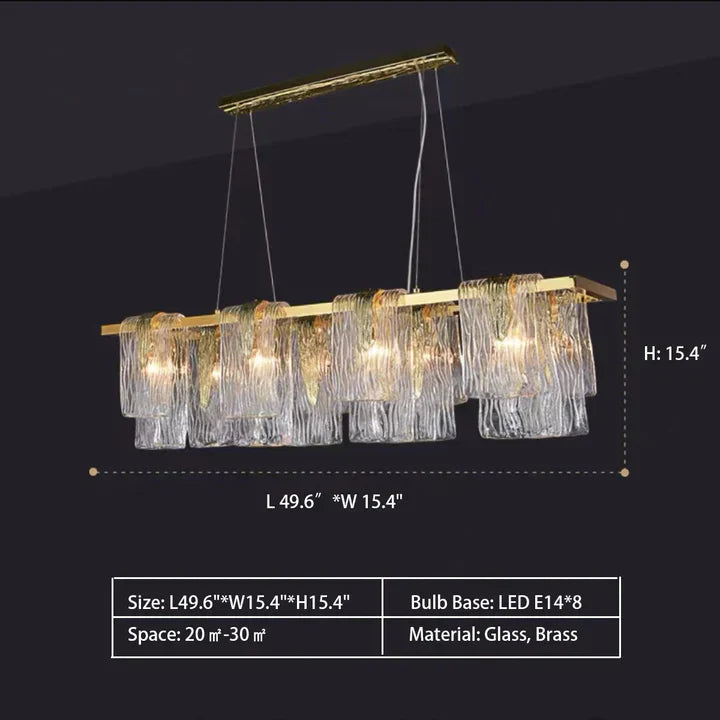 Light Luxury Irregular Glass Slice Chandelier Suit in Brass Finish for Living Room/ Ding Room/ Bedroom