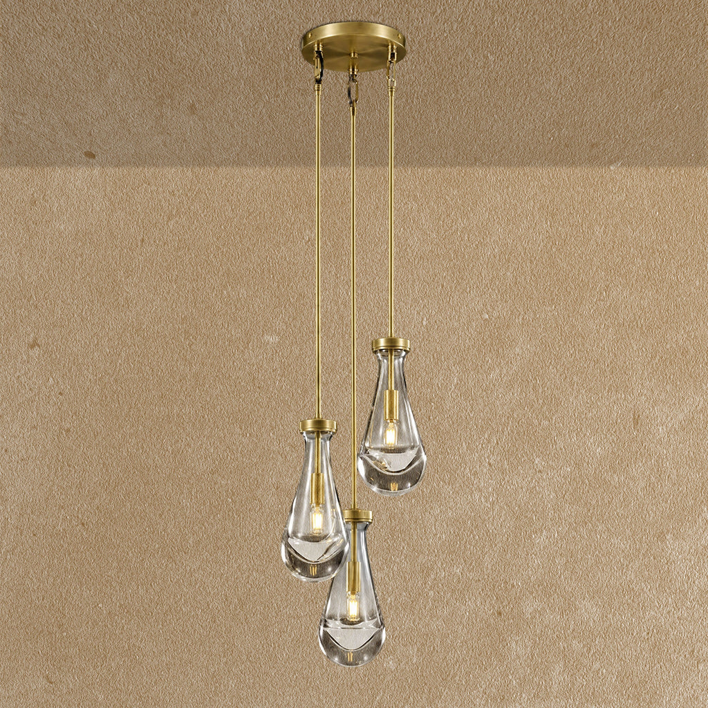 Soltaire Raindrop Round Chandelier 3-Light 8"