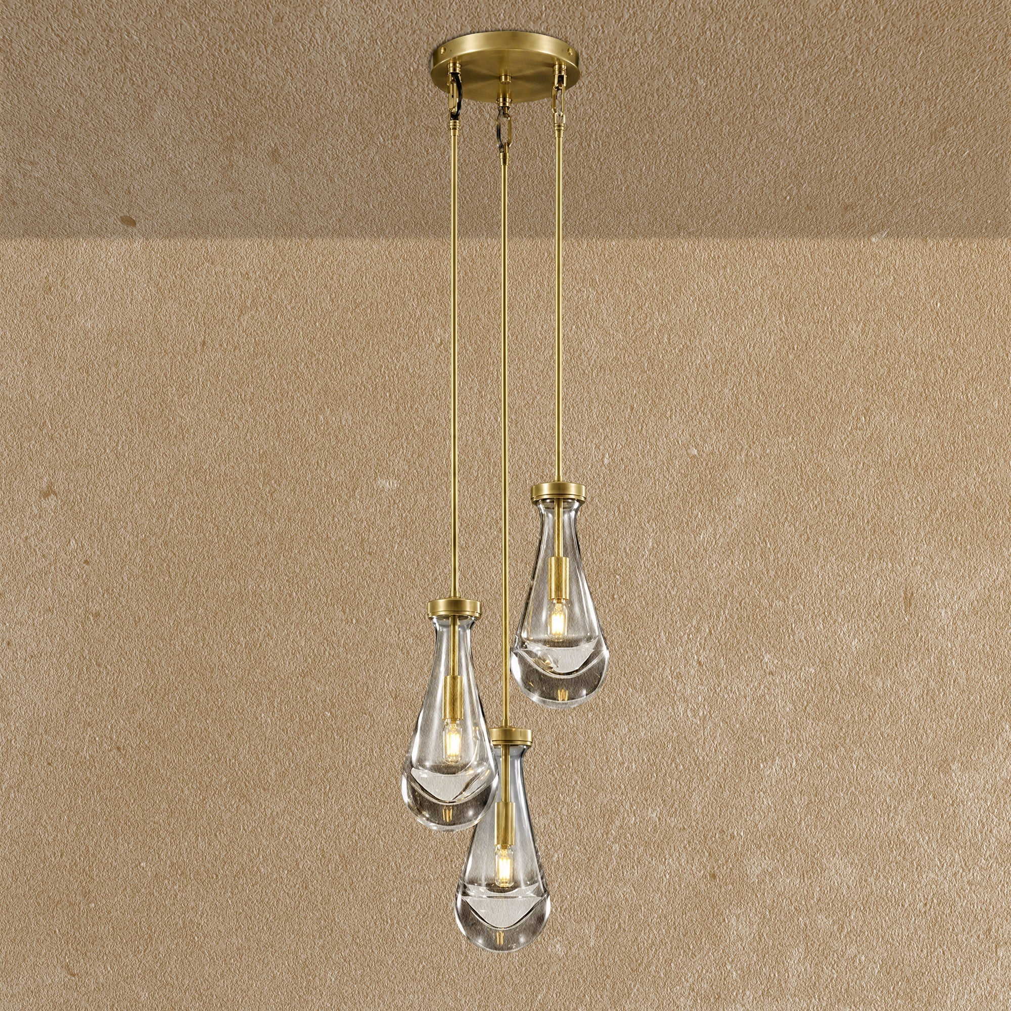 Soltaire Raindrop Round Chandelier 3-Light 8"