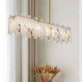 Jean Modern Marble Alabaster Linear Chandelier Over Dining Table chandelier Riviko