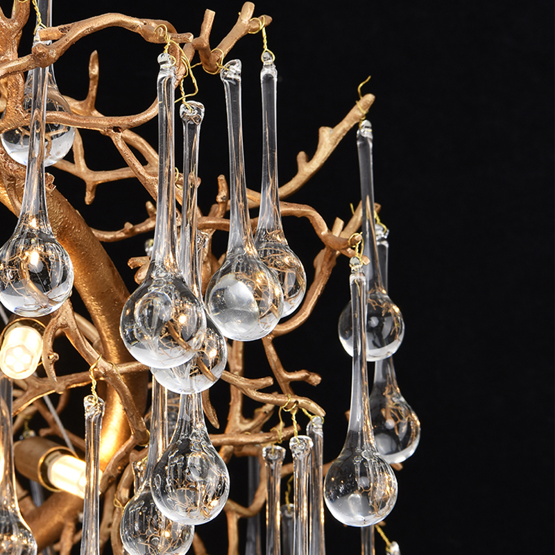Riviko Dewdrop Bloom Brass Branch Chandelier - Background Shot