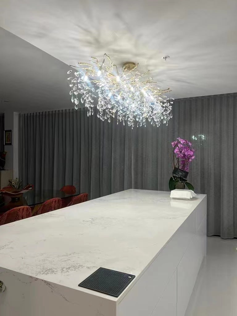 French Branch Elegant Crystal Leaves Chandelier - Riviko