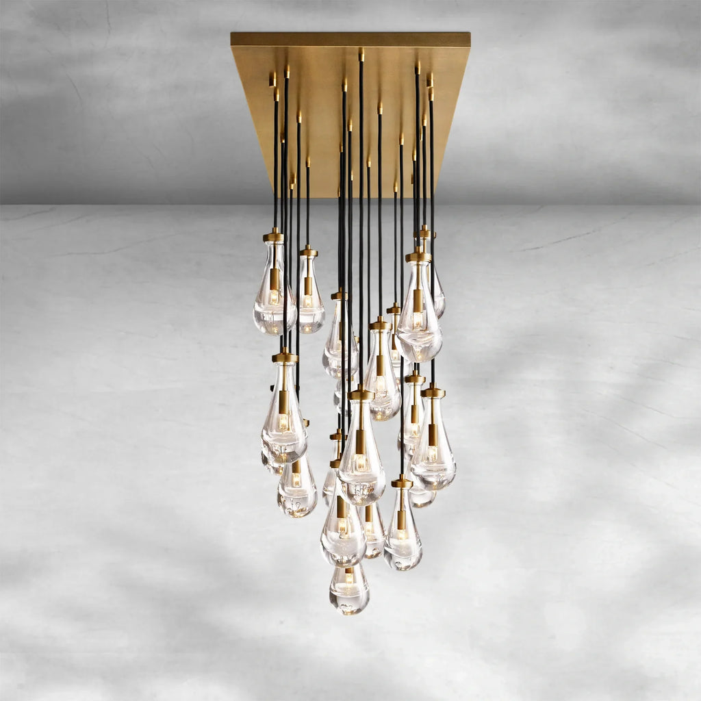 Soltaire Raindrop Glass Linear Chandelier 72"