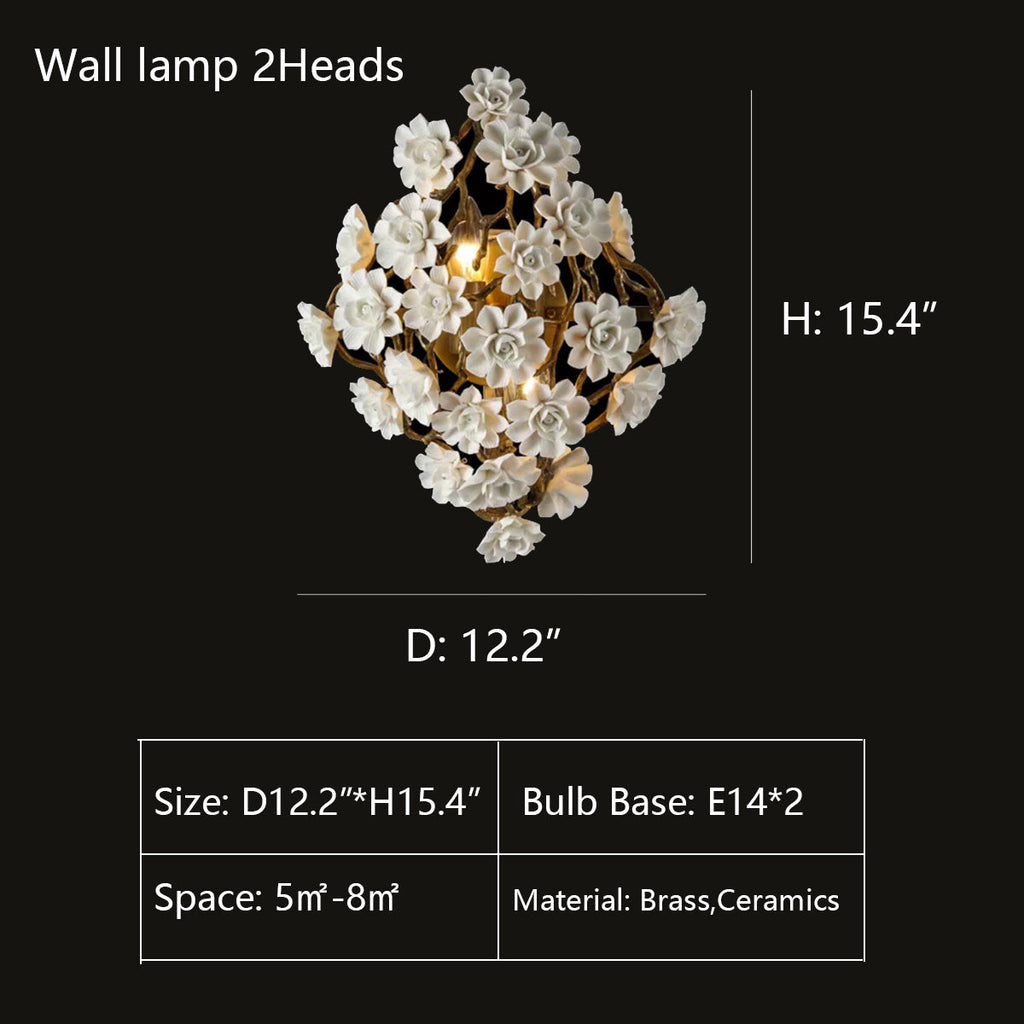 Riviko Verdant Bloom Brass & Ceramic Chandelier - Background Shot