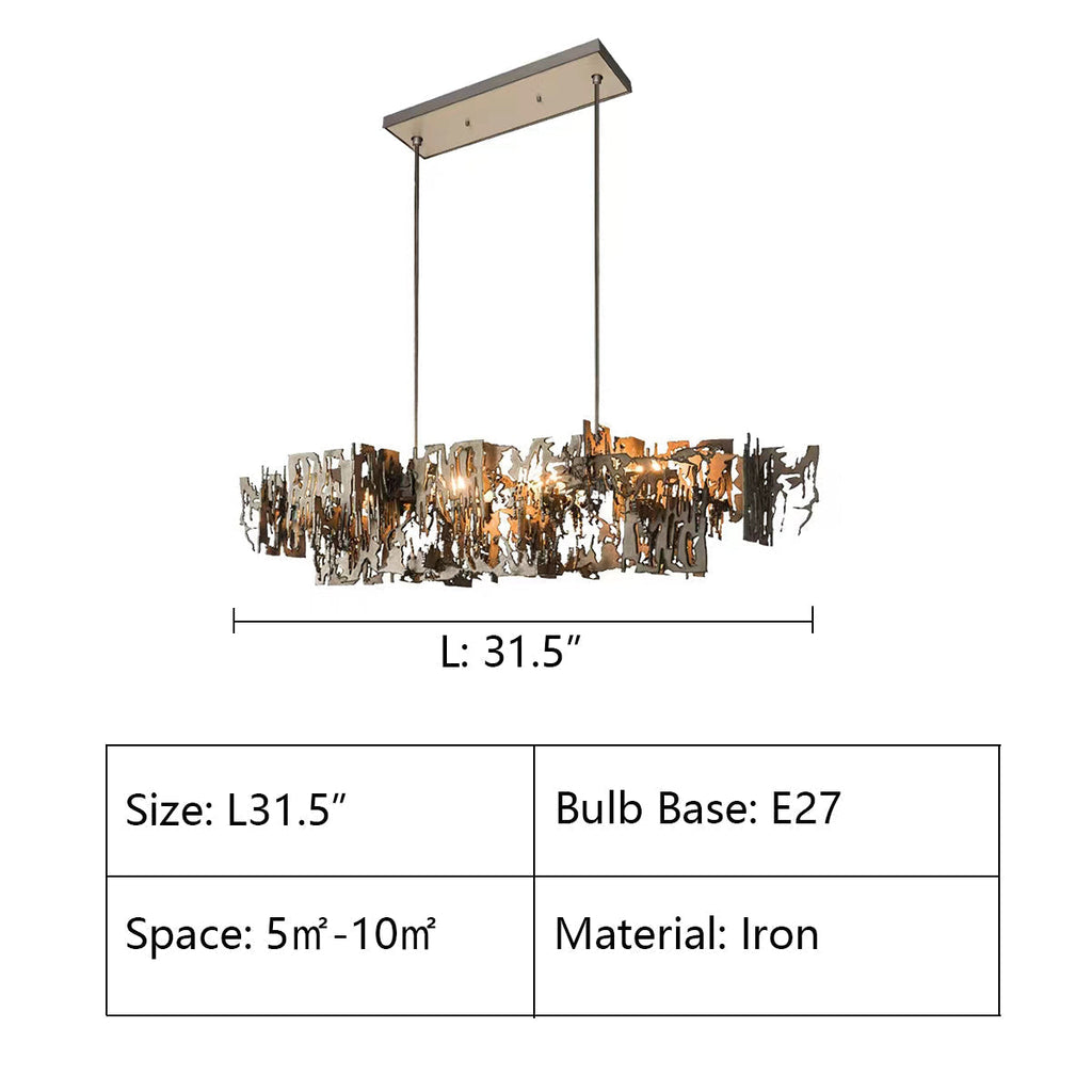Oversize Post-modern Avant Art Irregular Metal Piece Chandelier for Living/Dining Room/Kitchen Island
