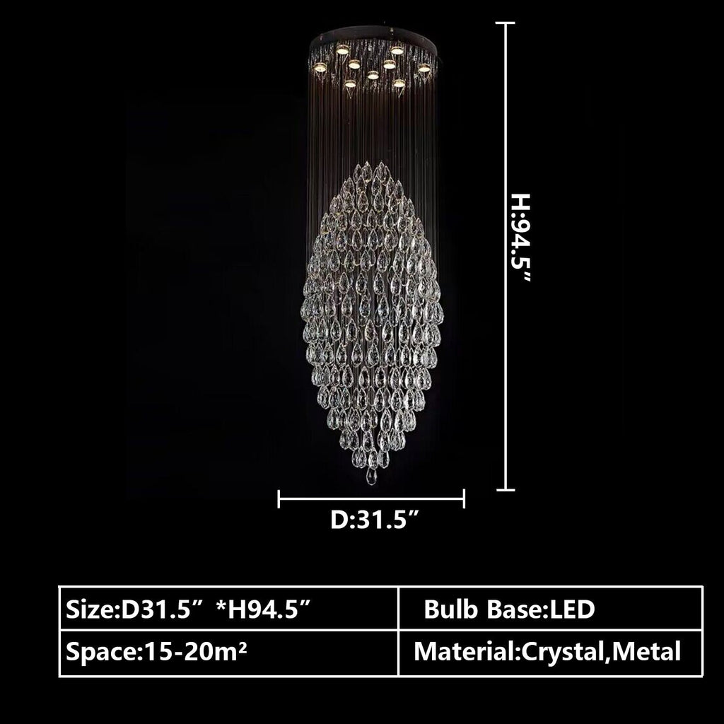 Extra Large Modern Ball Ceiling Crystal Chandelier for Staircase/Big-foyer,hallway,entryway