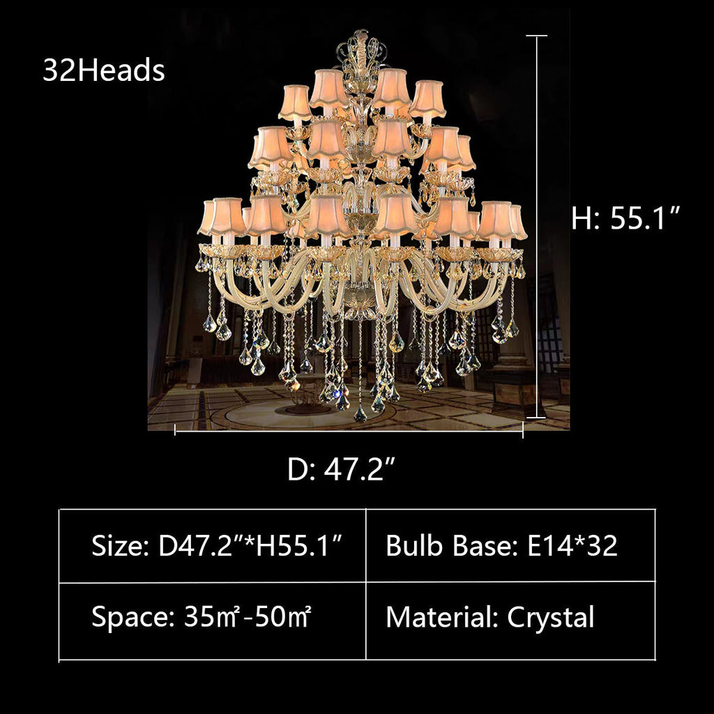 Extra Large Luxury Multi-Tiered Crystal Pendant Chandelier for High-Ceiling Rooms