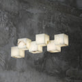 Vasilia Alabaster Cubic Pendant For Dining Table, Kitchen Island Pendant Chandeliers Riviko 6 LIGHTS-28.3" L