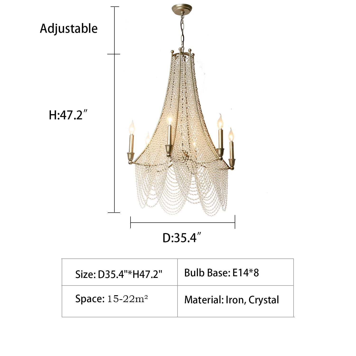 Riviko Grand Bohemian Crystal Beaded Candle Chandelier - Background Shot